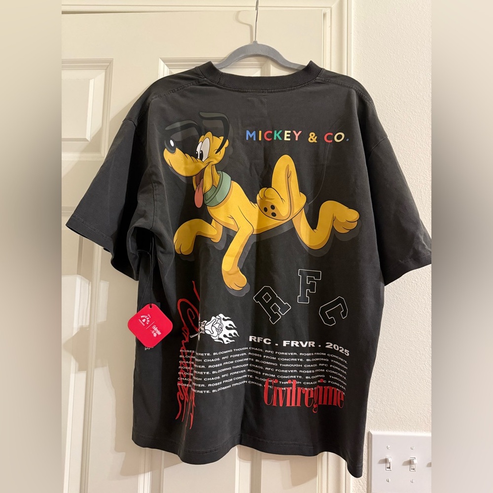 Civil Regime Mickey and Friends Pluto Shirt Oversized Small Gym Casual NEW